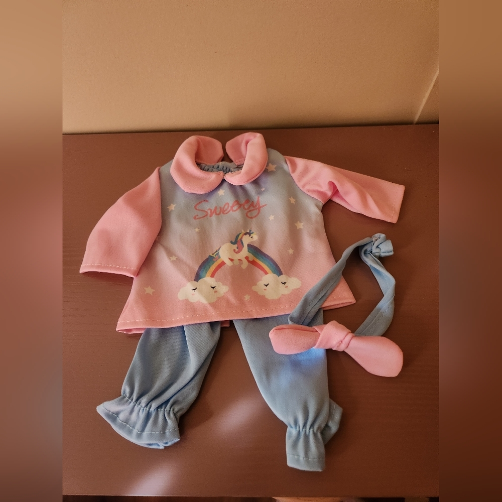Pink and blue capri set for 18 inch dolls. fits American Girl and Our Generation